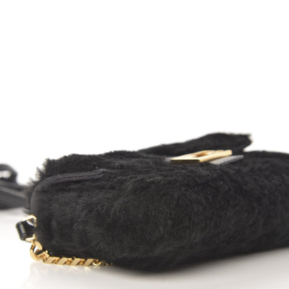 Fendi Shearling Shiny Nappa Micro Baguette Black 6 of 9