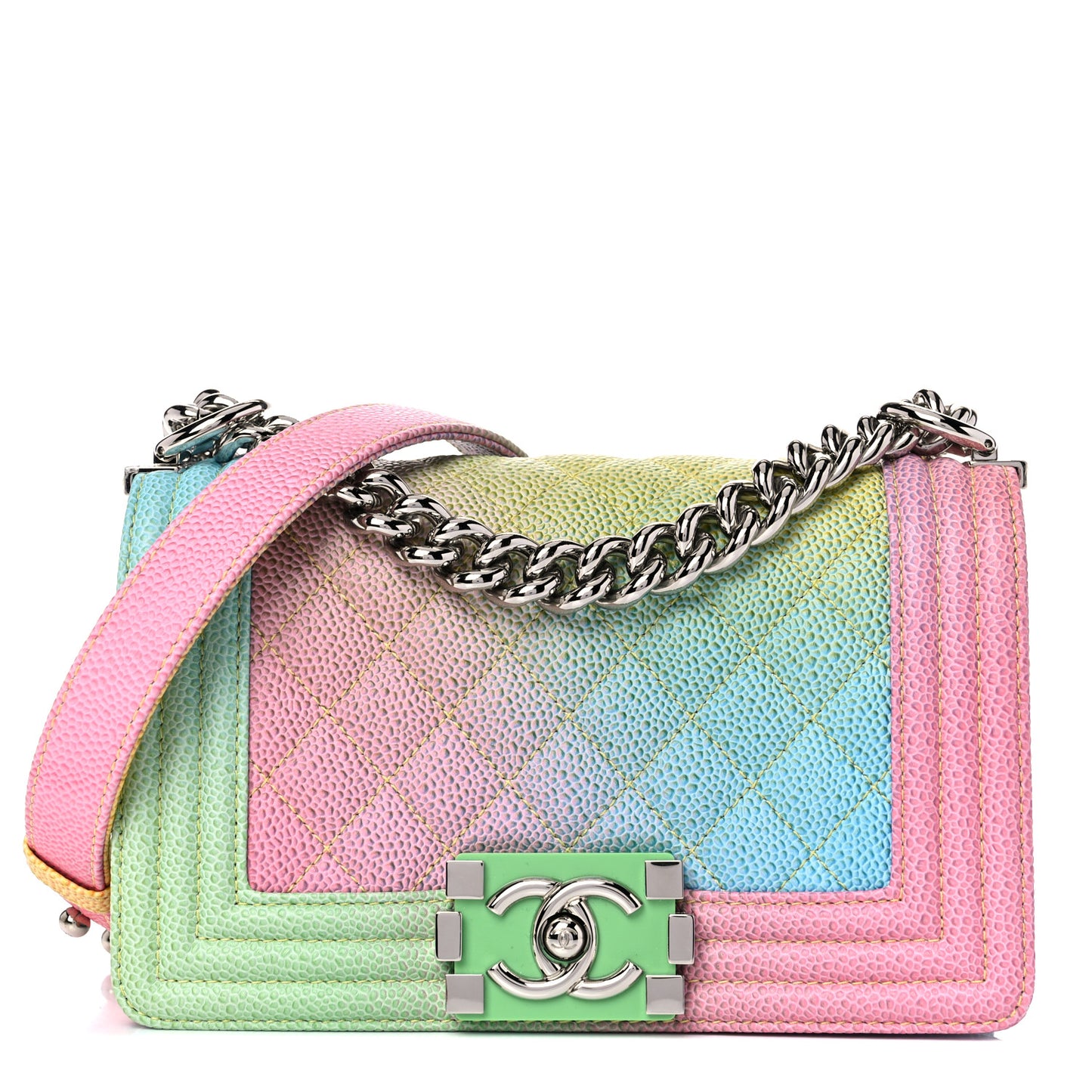 Caviar Quilted Small Cuba Rainbow Boy Flap Multicolor