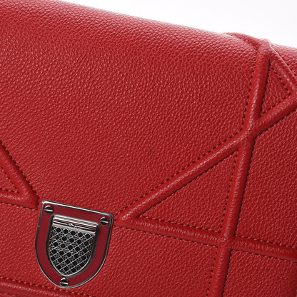 Christian Dior Grained Calfskin Diorama Wallet on Chain Pouch Rouge Vif 8 of 13