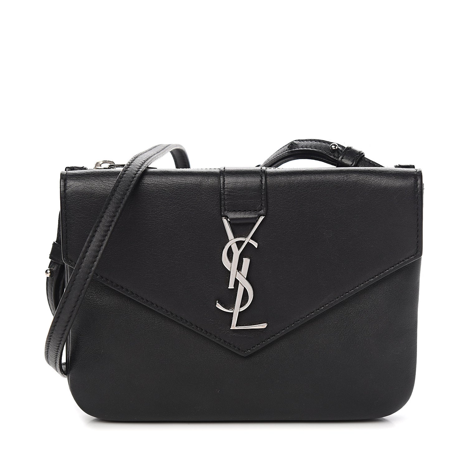 Calfskin Monogram Tri Pocket Crossbody Bag Black