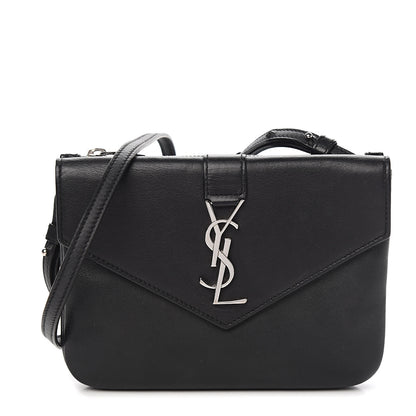 Saint Laurent Calfskin Monogram Tri Pocket Crossbody Bag Black 1 of 10