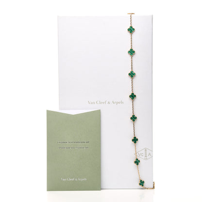 Van Cleef & Arpels 18K Yellow Gold Malachite 20 Motifs Vintage Alhambra Necklace 7 of 7