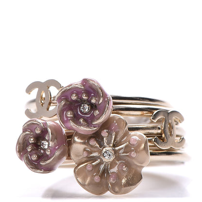 Chanel Enamel Camellia CC Stackable Ring Set 5 6 1 of 6