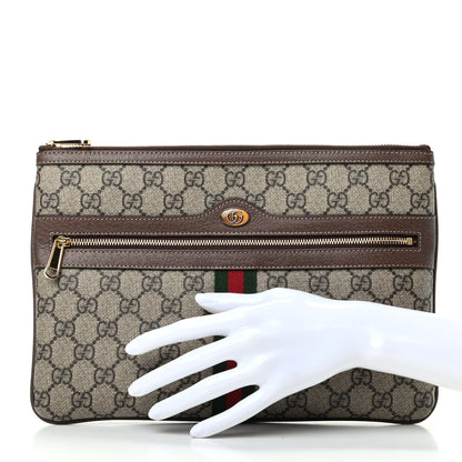 Gucci GG Supreme Monogram Large Ophidia Pouch Clutch Brown 2 of 8