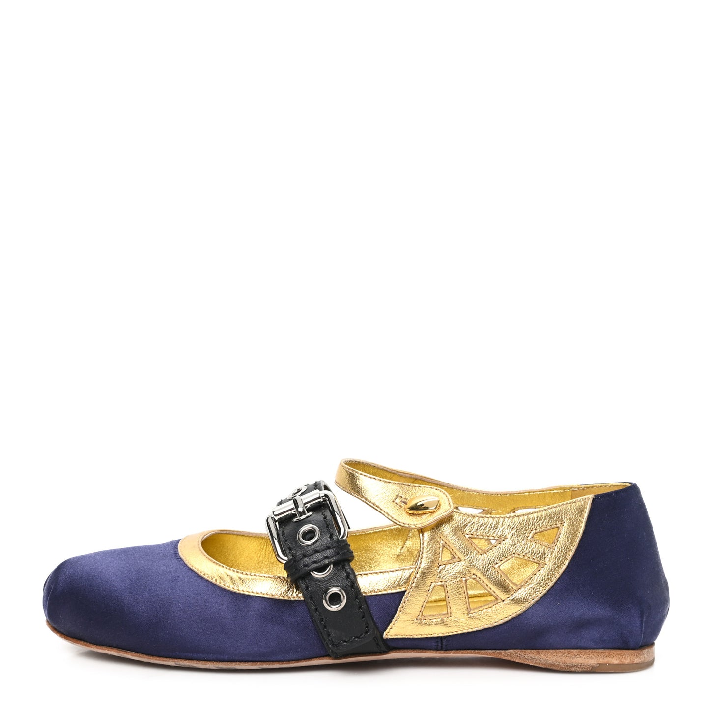 Nappa Silk Raso Ballerina Mules 35.5 Baltico Oro