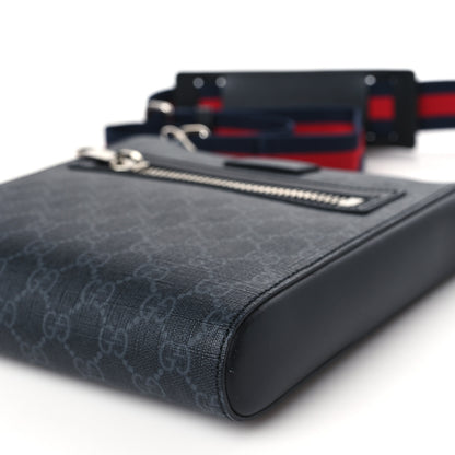 Gucci GG Supreme Monogram Web Small Flat Messenger Bag Black Grey 10 of 10