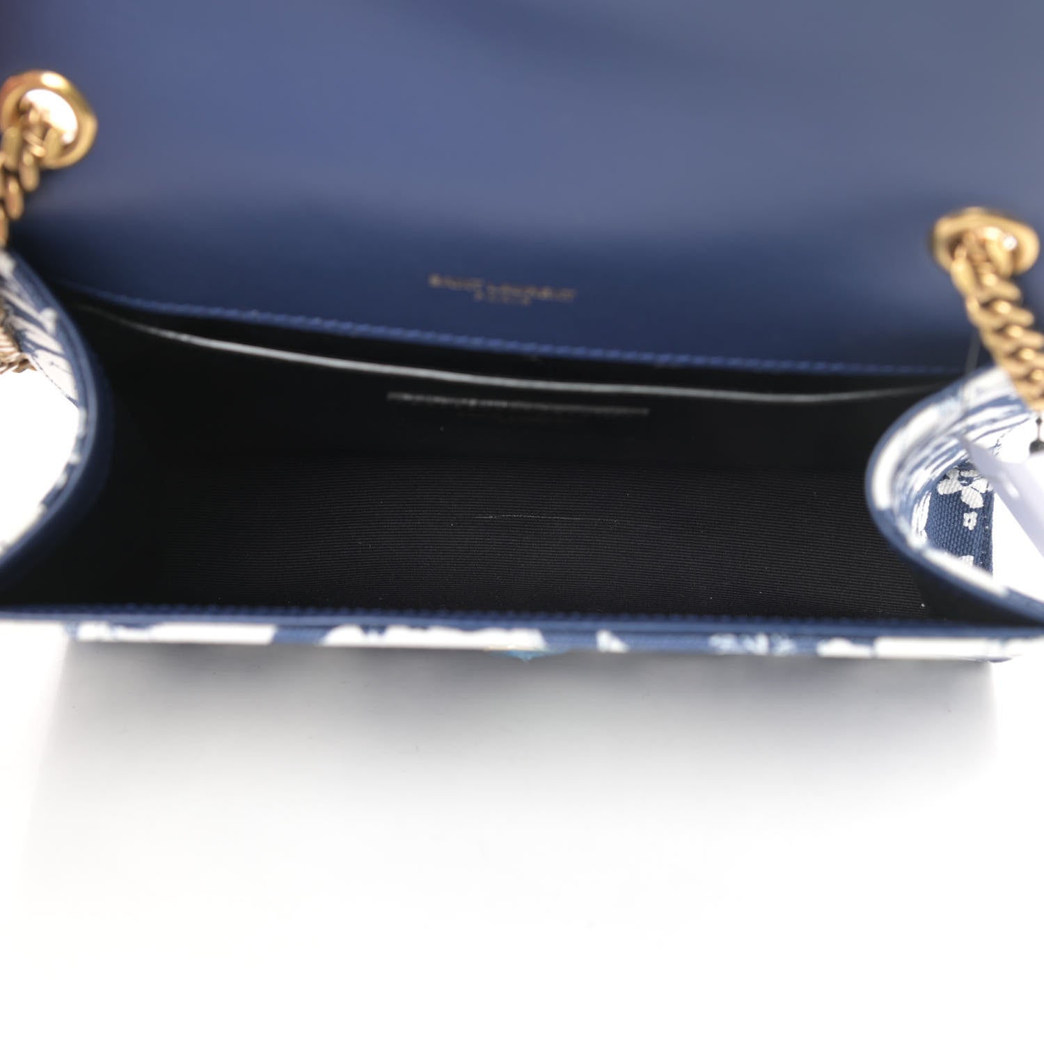 Saint Laurent Canvas Small Monogram Hibiscus Print Kate Satchel Blue 5 of 10