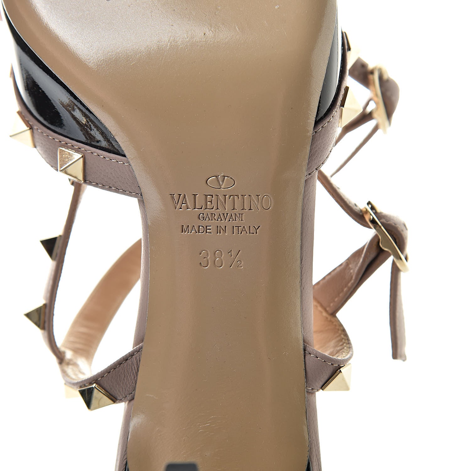 Valentino Garavani Patent Nappa Rockstud Ankle Strap 65mm Pumps 38.5 Black Poudre 7 of 7