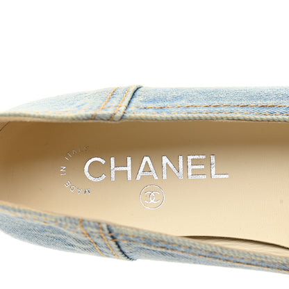 Chanel Denim CC Cap Toe Ballerina Flats 38 Light Blue 7 of 8