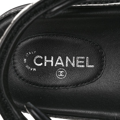 Chanel Grained Calfskin Velcro Dad Sandals 39 Black 8 of 8