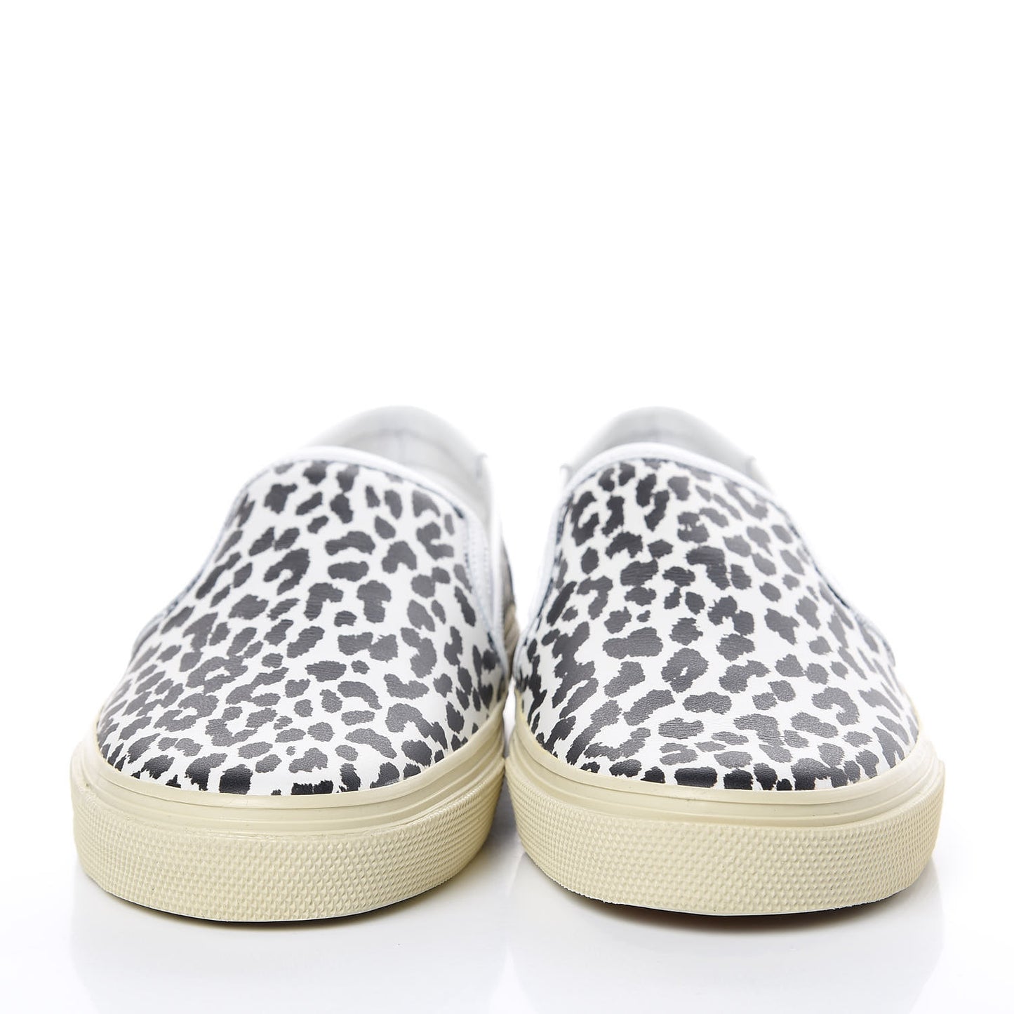 Soft Calfskin Babycat Leopard Skate Slip On Sneakers 38.5 Black White