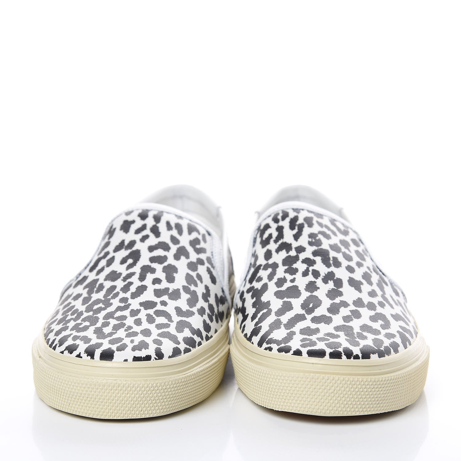 Saint Laurent Soft Calfskin Babycat Leopard Skate Slip On Sneakers 38.5 Black White 2 of 8