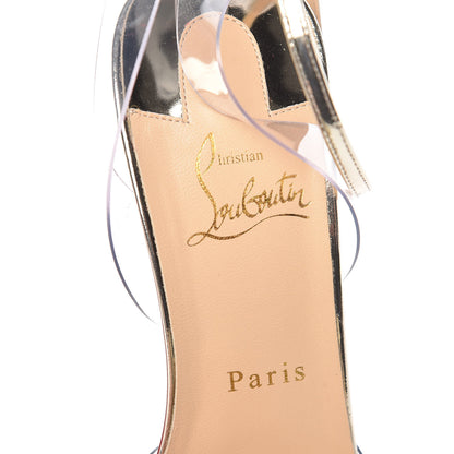 Christian Louboutin Metallic Calfskin Glitter Tonic PVC Fossiliza 100 Sandals 39.5 Version Light Gold 7 of 11