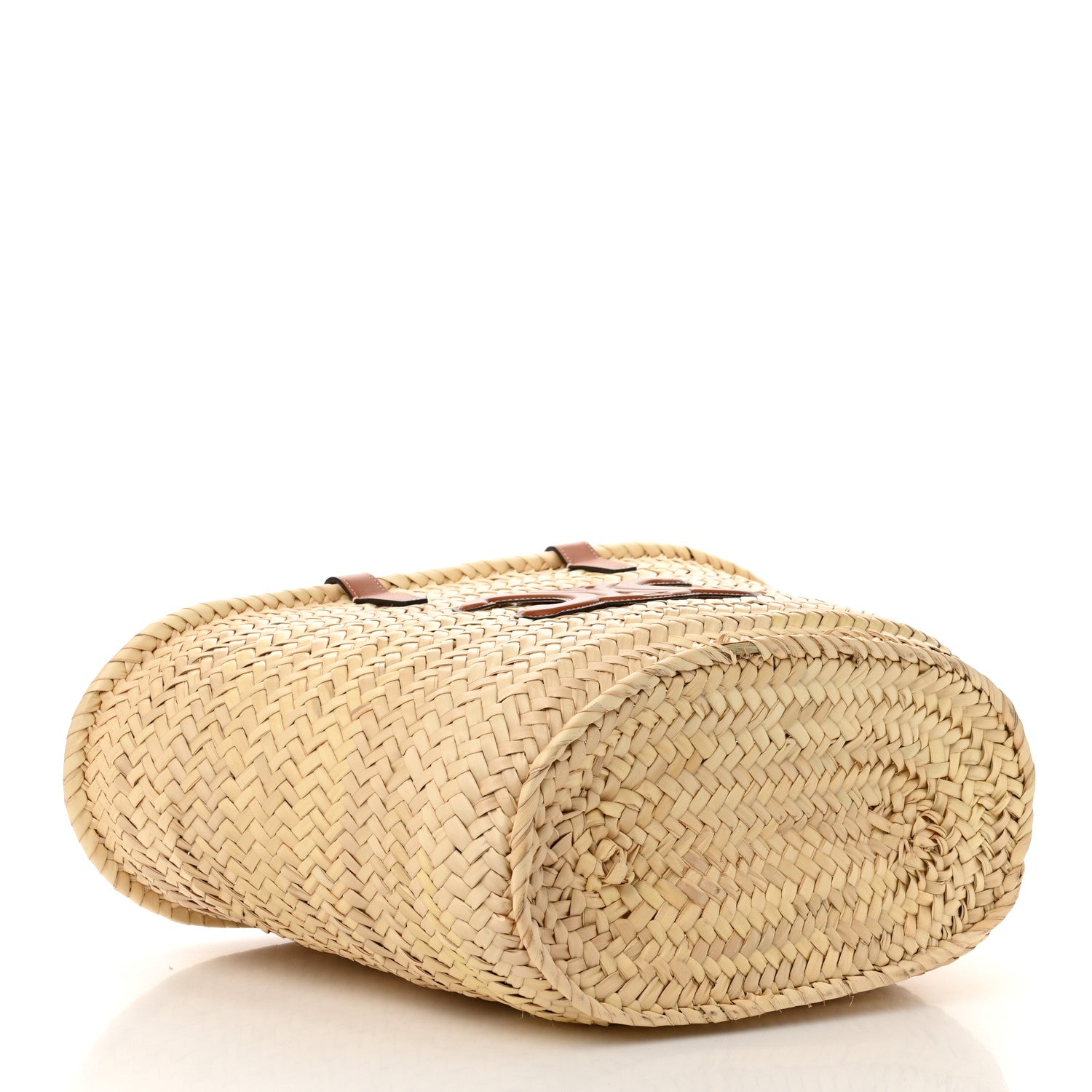 Celine Raffia Calfskin Triomphe Medium Panier Tan 4 of 10