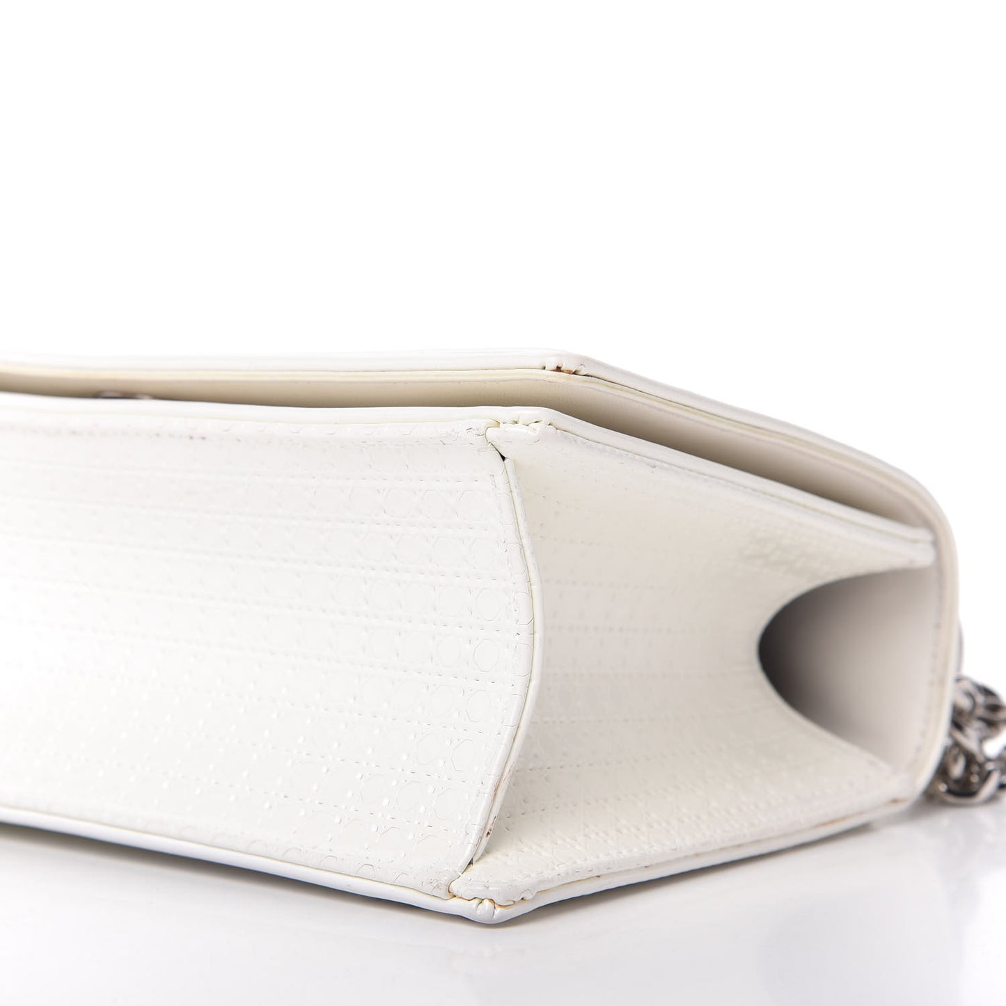 Calfskin Micro-Cannage Small Diorama Flap Bag White