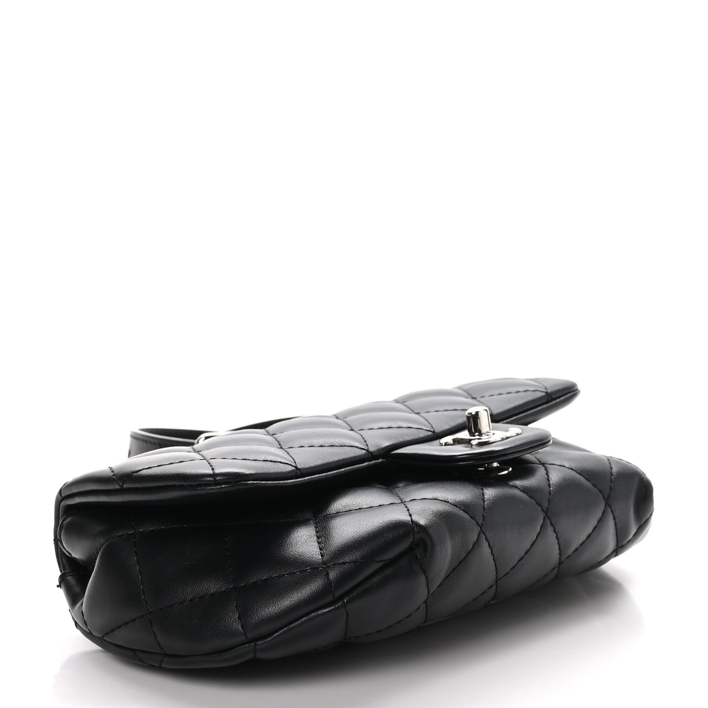 Calfskin Quilted CC Uniform Flap Belt Bag Black