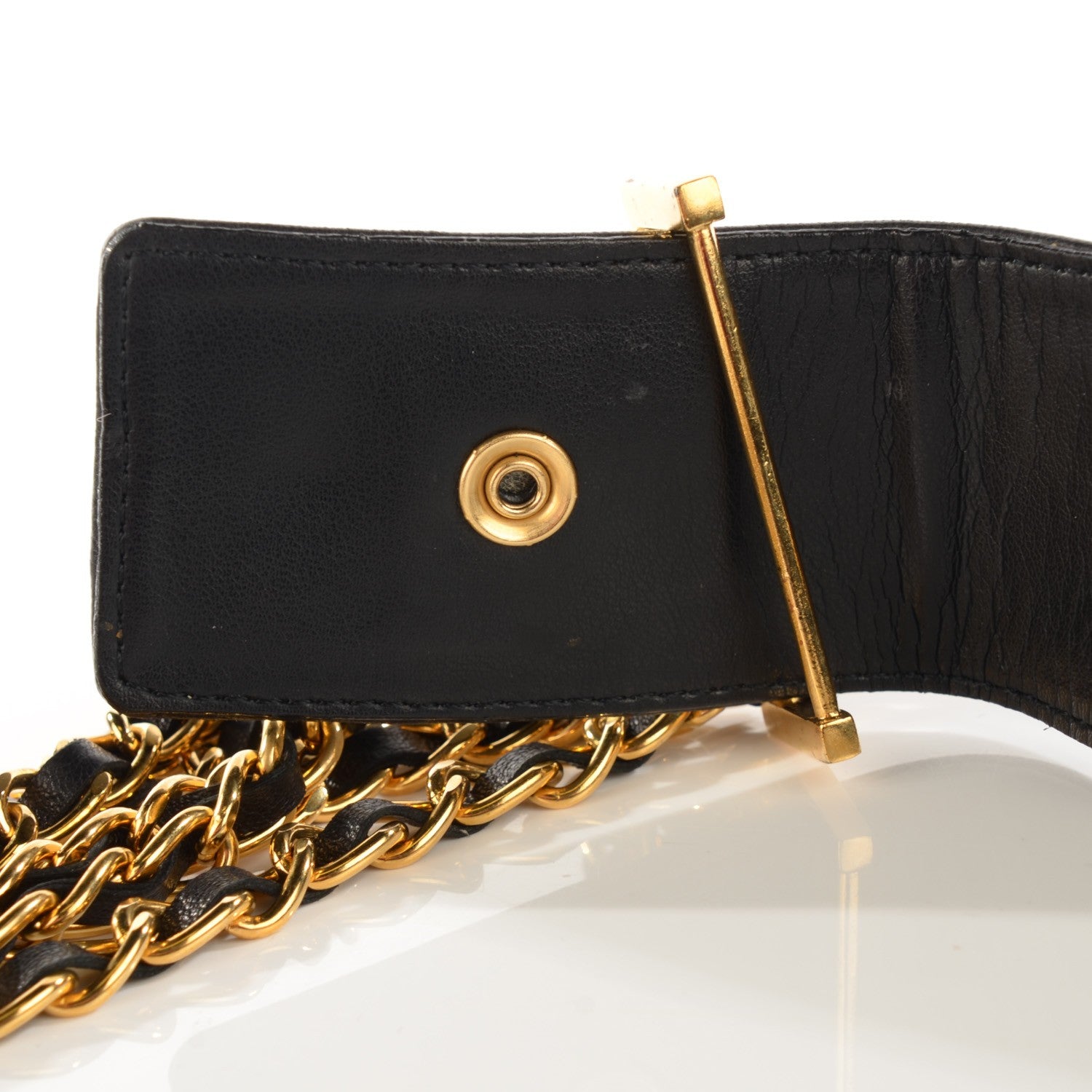 Chanel Lambskin Chain Wide CC Belt 80 32 Black Gold 8 of 8