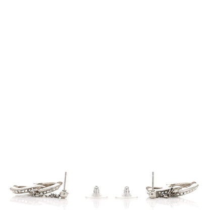 Chanel Baguette Crystal Quilted CC Drop Earrings Silver 3 of 5