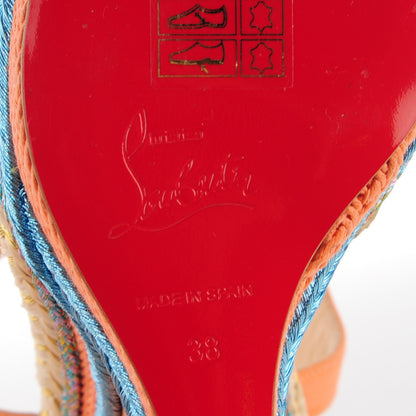 Christian Louboutin Calfskin Rope Cataclou 140 Wedge Sandals 38 Framboise 11 of 14