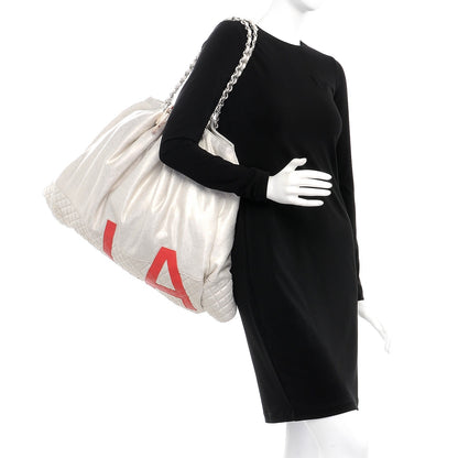 Chanel Metallic Jersey Quilted LA Tote Silver 2 of 7