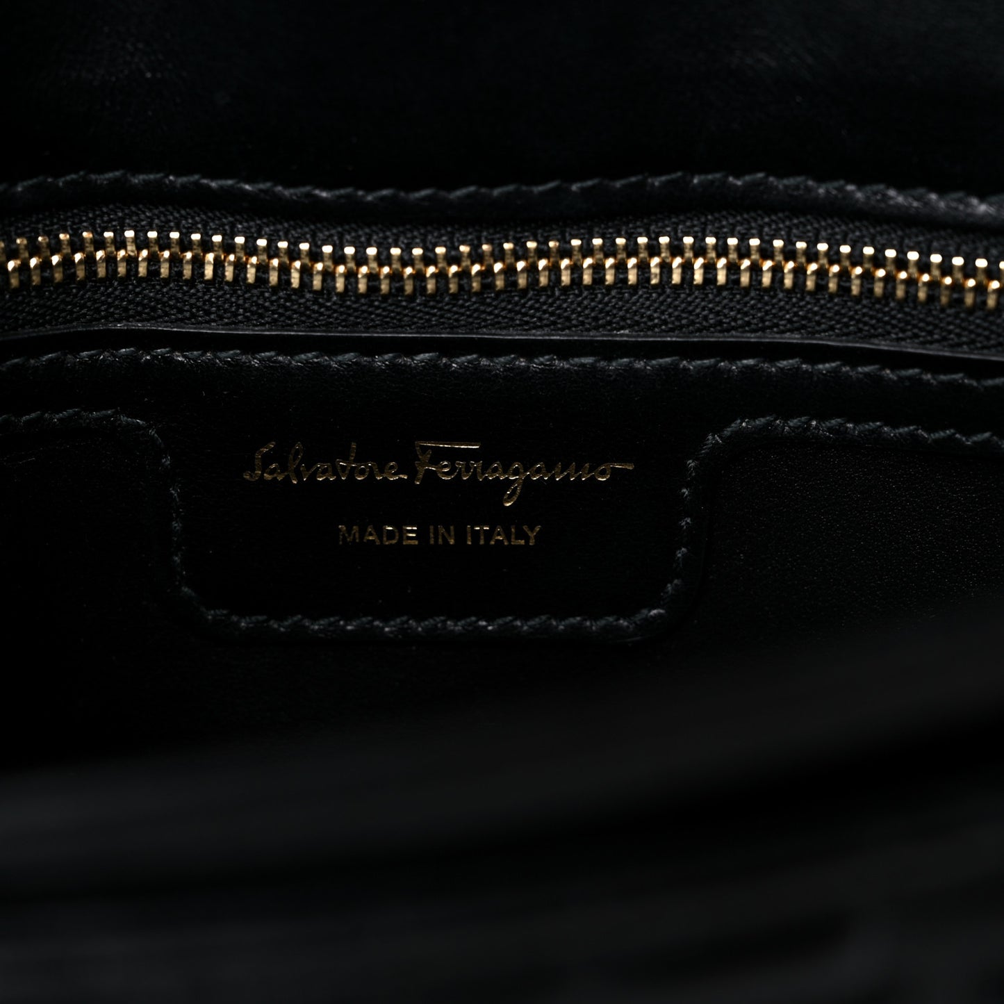 Calfskin Quilted Gancini Flap Bag Black