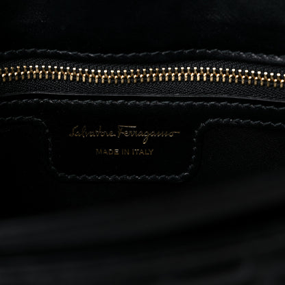 Salvatore Ferragamo Calfskin Quilted Gancini Flap Bag Black 5 of 12