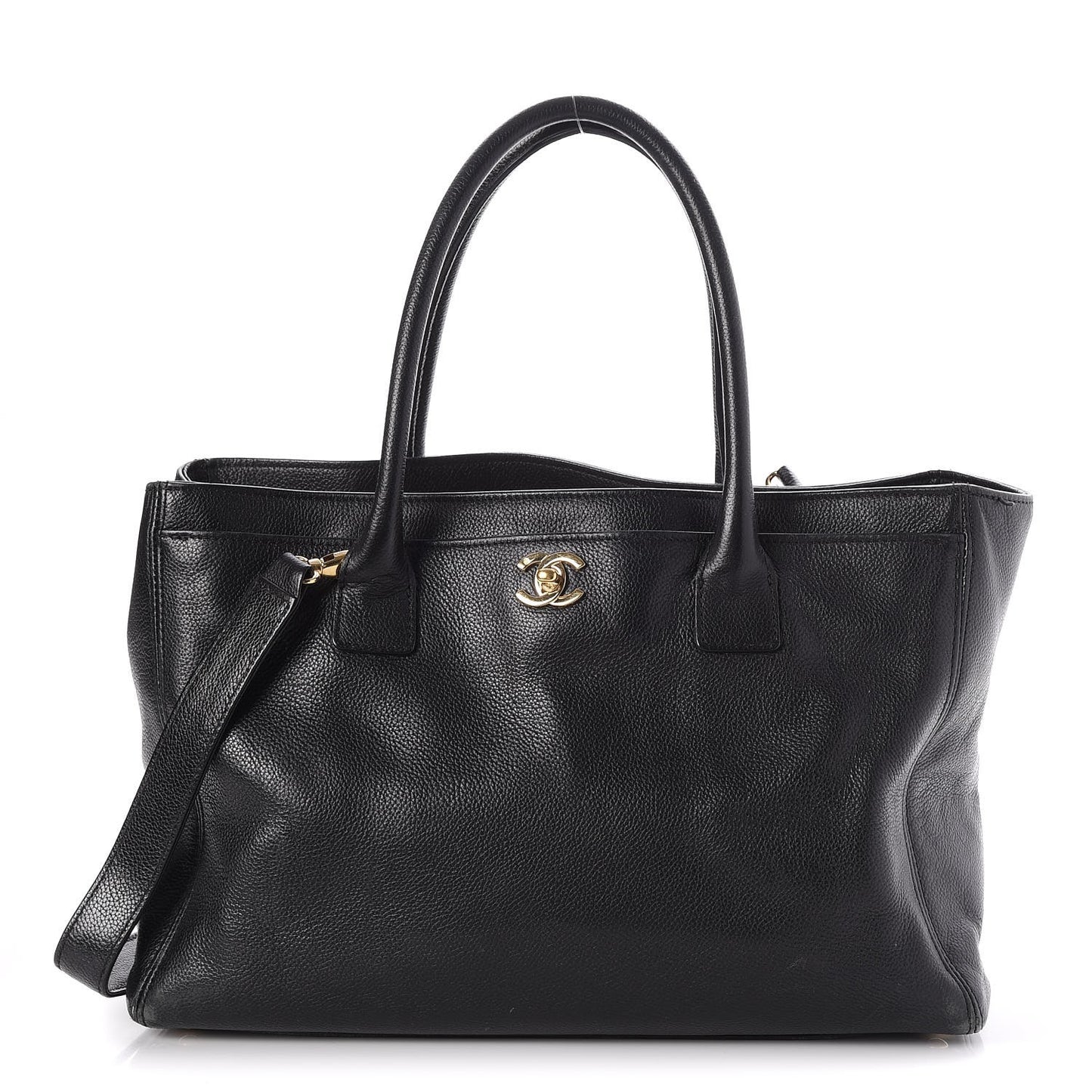 Calfskin Cerf Executive Shopper Tote Black