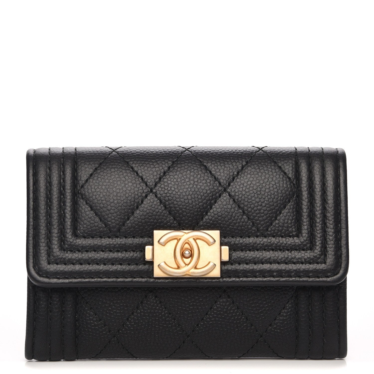 Chanel Caviar Quilted Boy Flap Card Holder Black 1 of 8