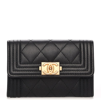 Chanel Caviar Quilted Boy Flap Card Holder Black 1 of 8