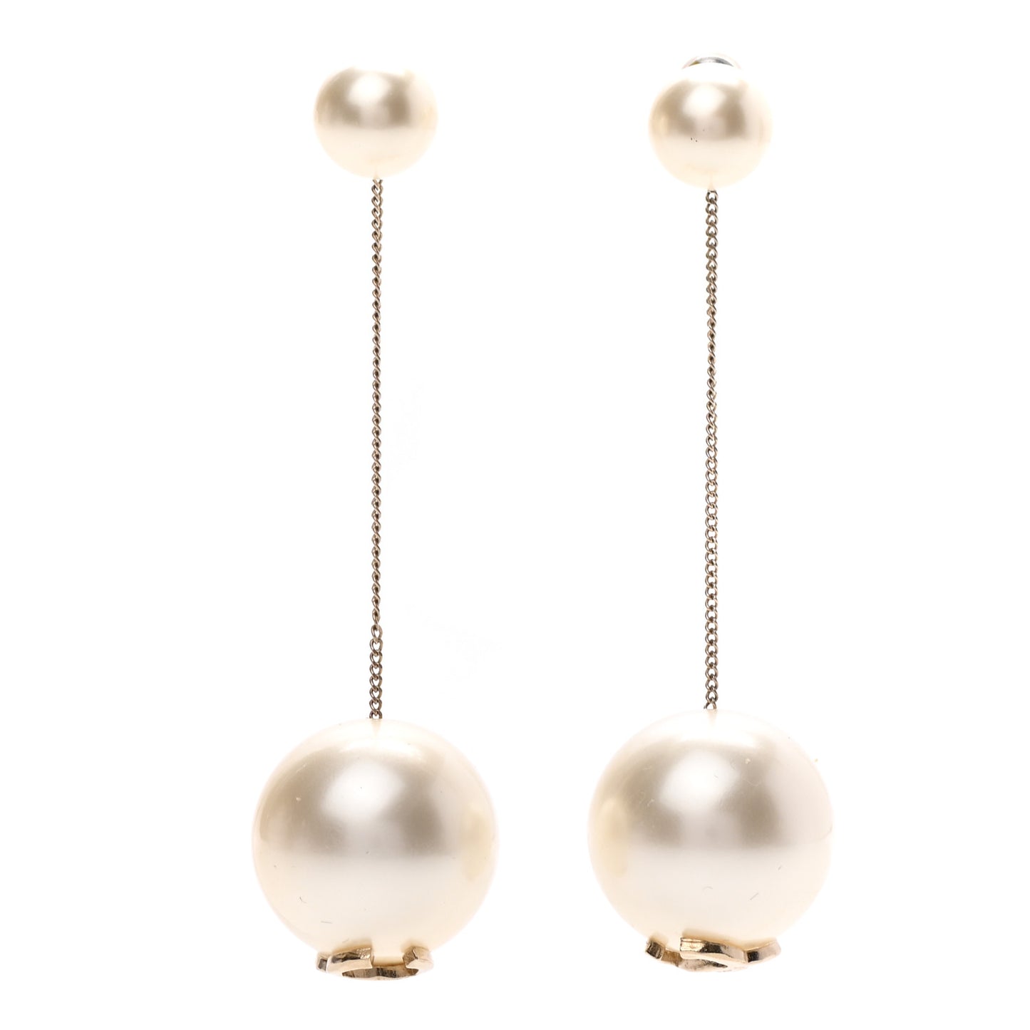 Pearl CC Dangle Earrings Gold