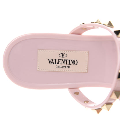 Valentino Garavani PVC Jelly Rockstud Caged Flat Thong Sandals 36 Water Rose 7 of 8