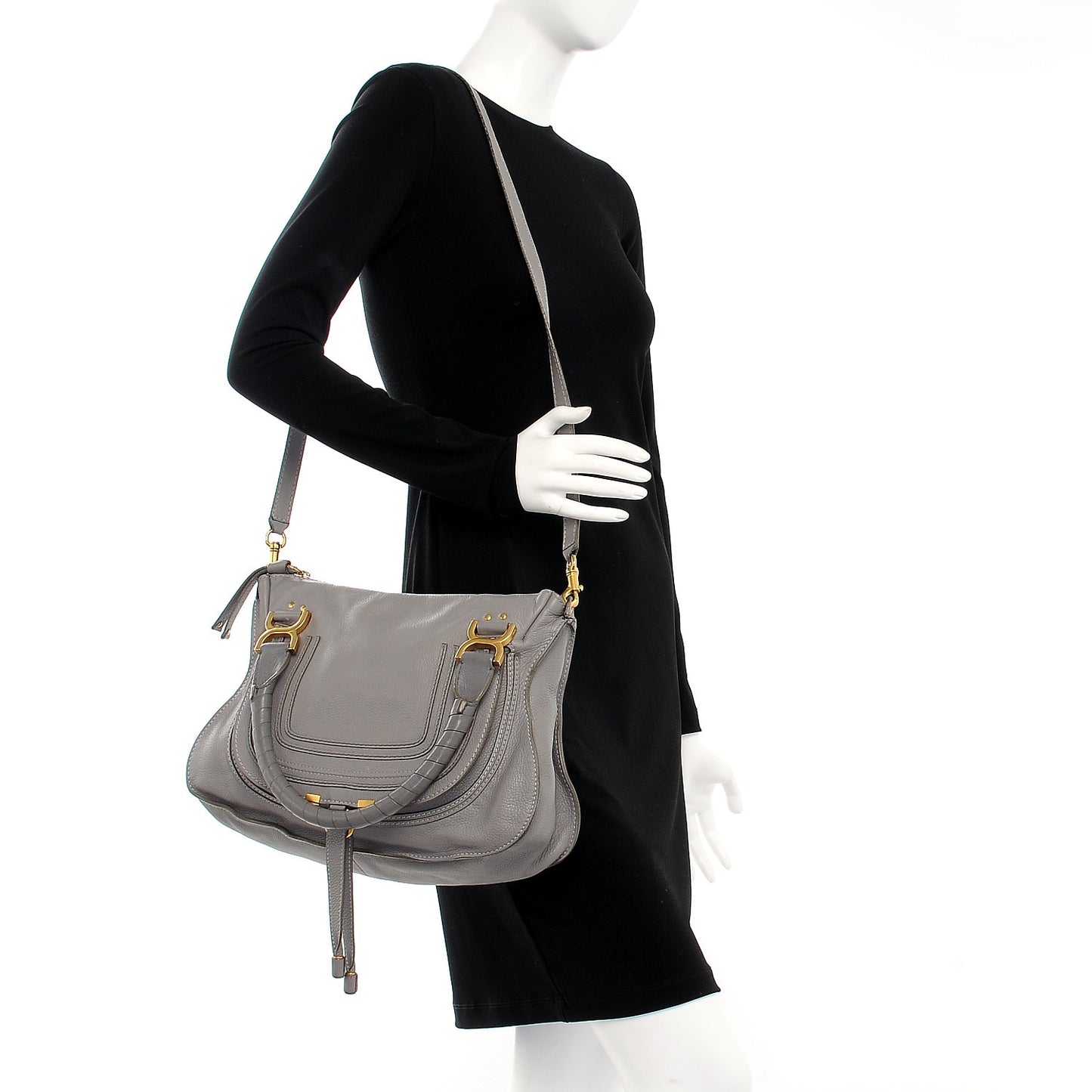 Calfskin Medium Marcie Satchel Cashmere Grey