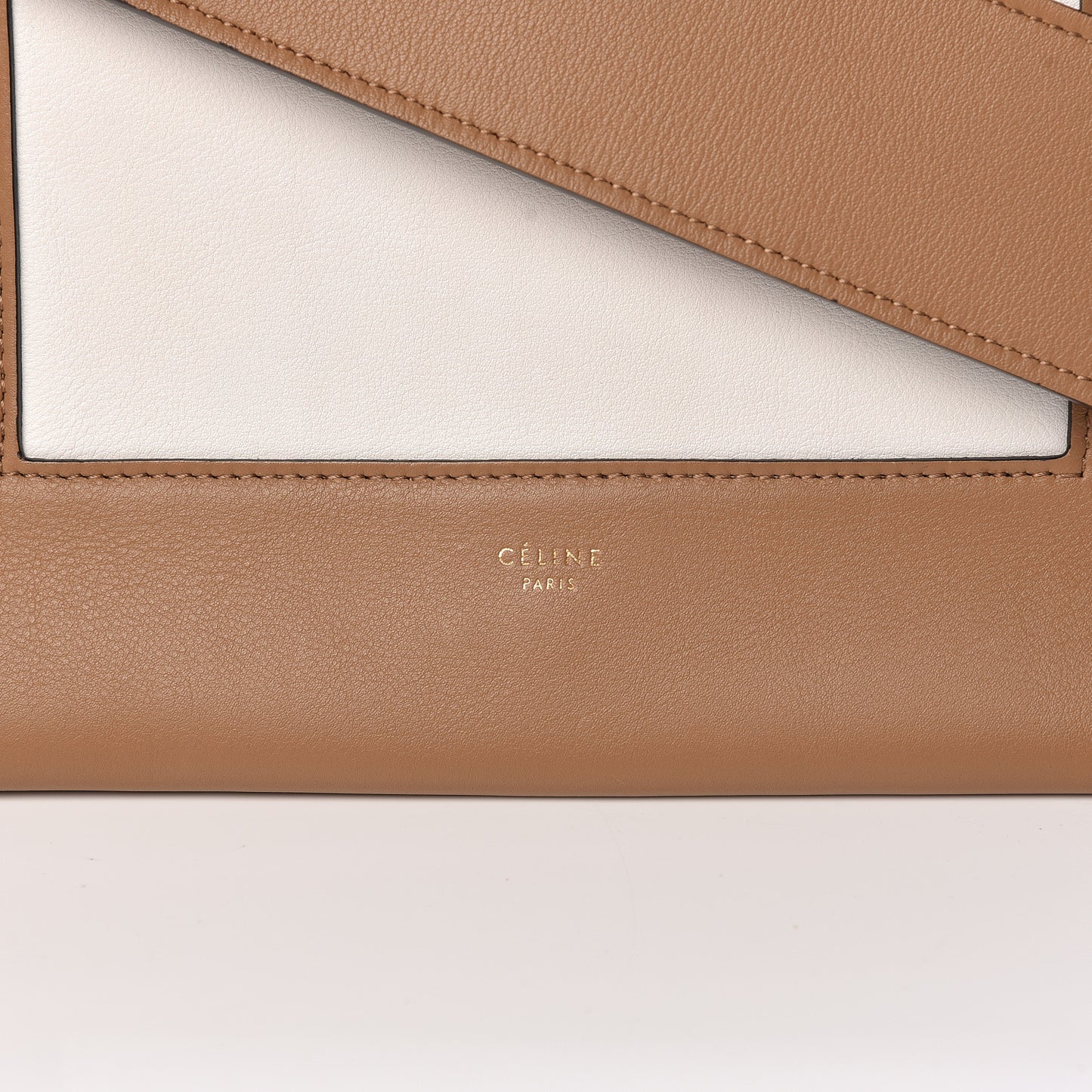 Shiny Smooth Calfskin Medium Frame Shoulder Bag Tan Optic White