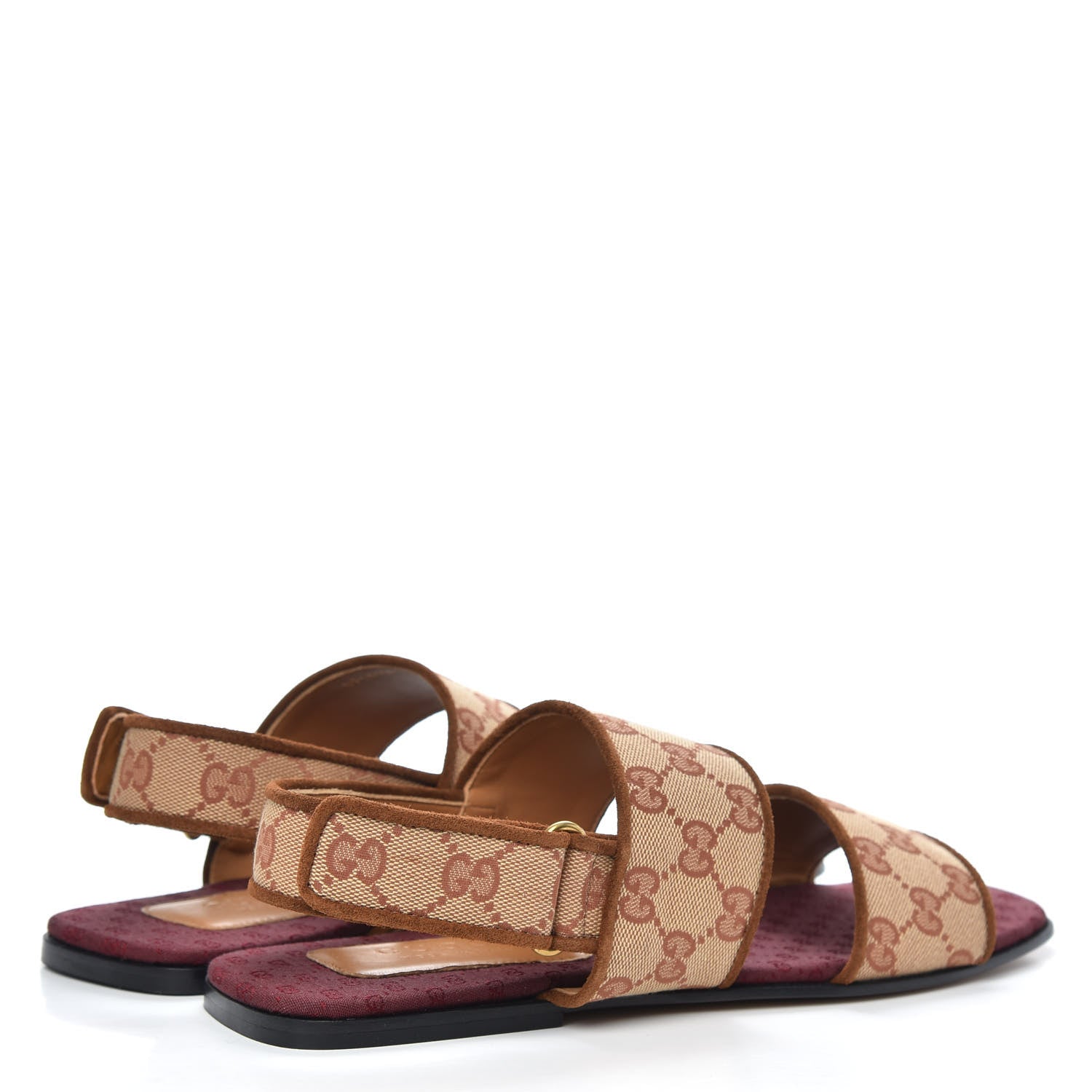 Gucci Canvas GG Monogram Mens Slingback Flat Sandals 8 Beige Ruggine Cuir 4 of 9