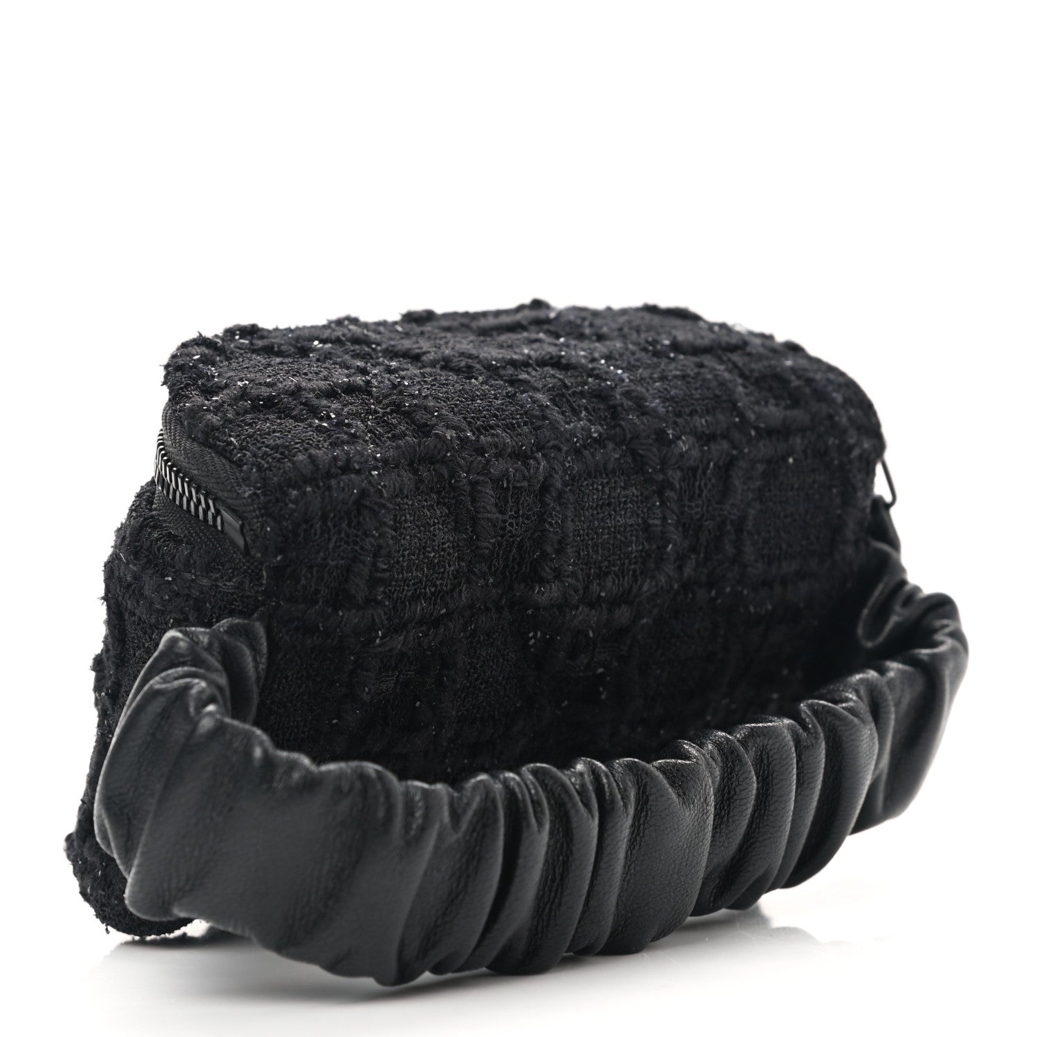 Chanel Tweed Lambskin Quilted Arm Coin Purse Black 3 of 8