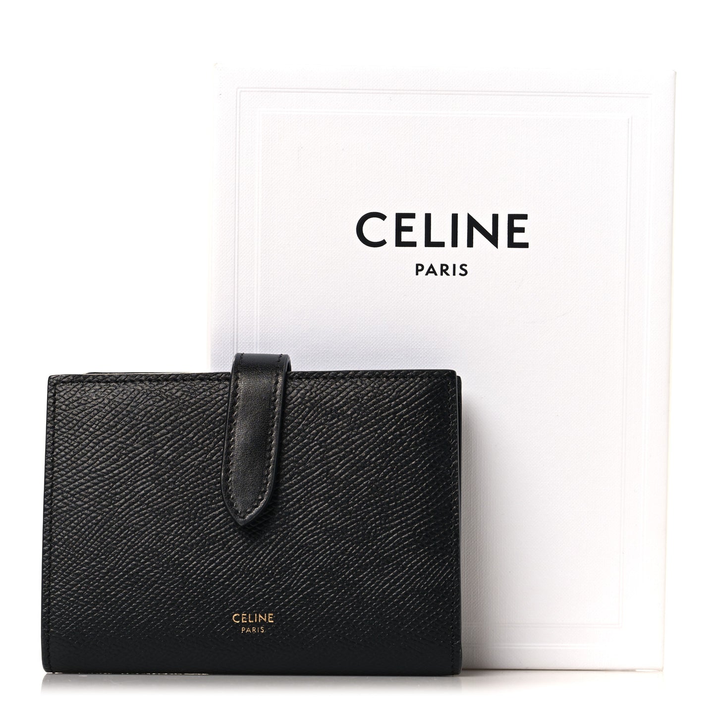 Grained Calfskin Medium Multifunction Strap Wallet Black