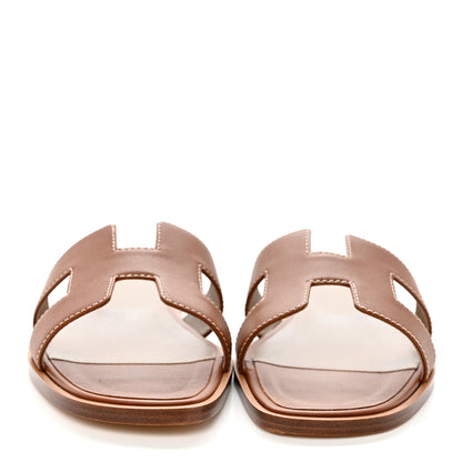 Hermes Box Calfskin Oran Sandals 35.5 Gold 2 of 9
