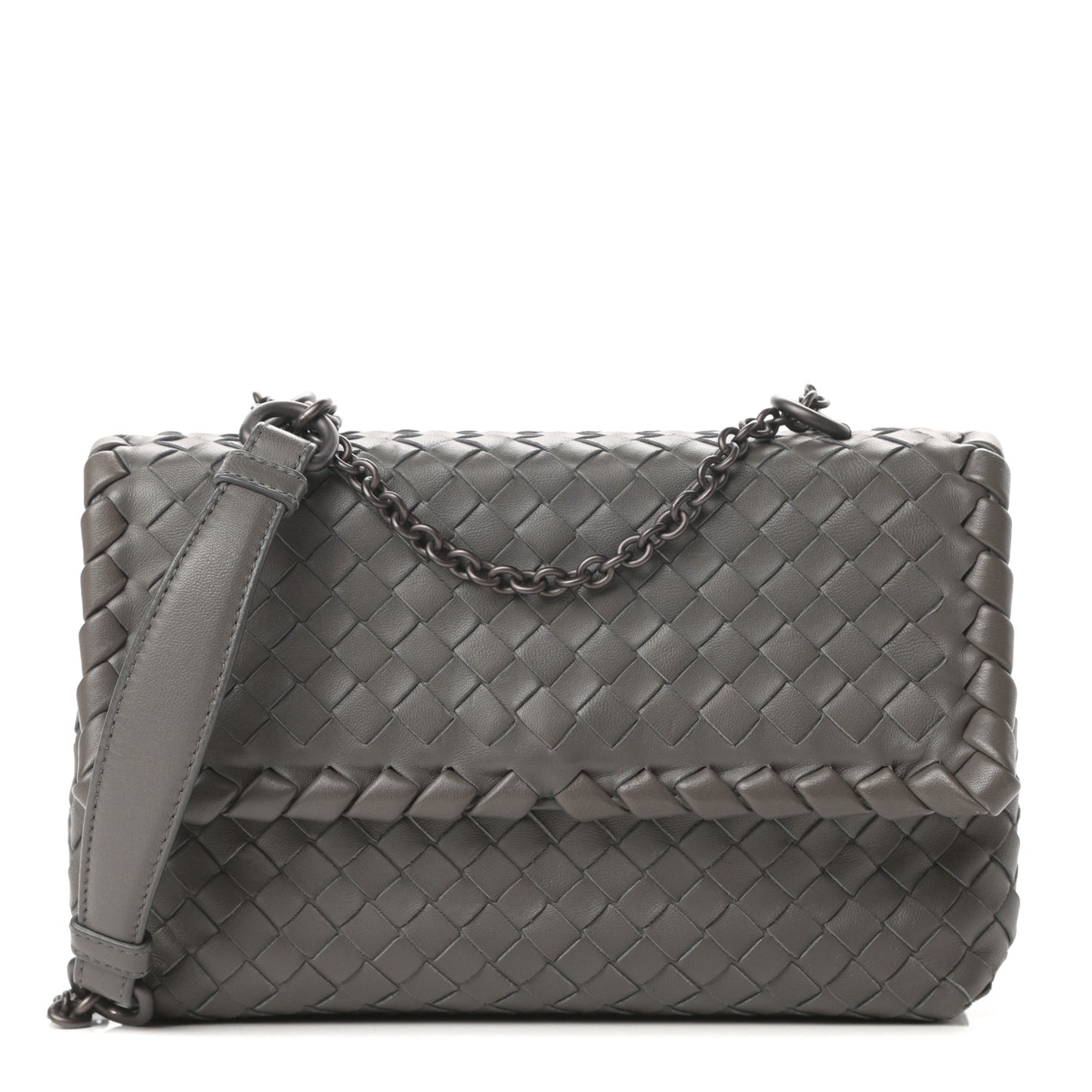 Nappa Intrecciato Baby Olimpia Shoulder Bag Steel