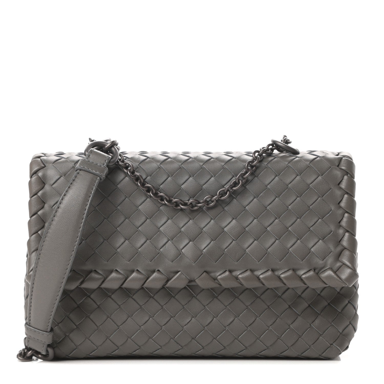 Bottega Veneta Nappa Intrecciato Baby Olimpia Shoulder Bag Steel 1 of 13