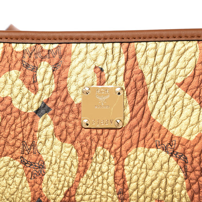 MCM Visetos Metallic Leopard Print Medium Anya Shopper Tote Cognac 8 of 8