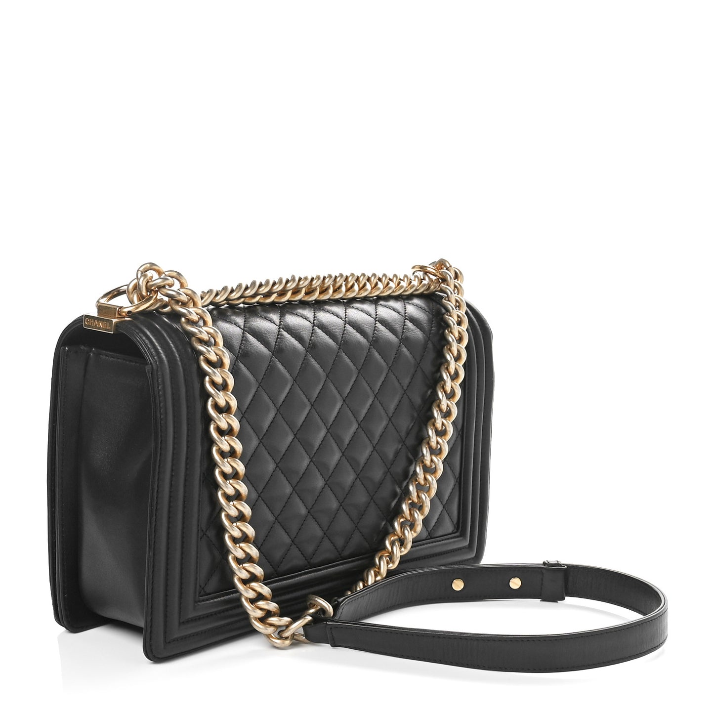 Lambskin Quilted Medium Boy Flap Black