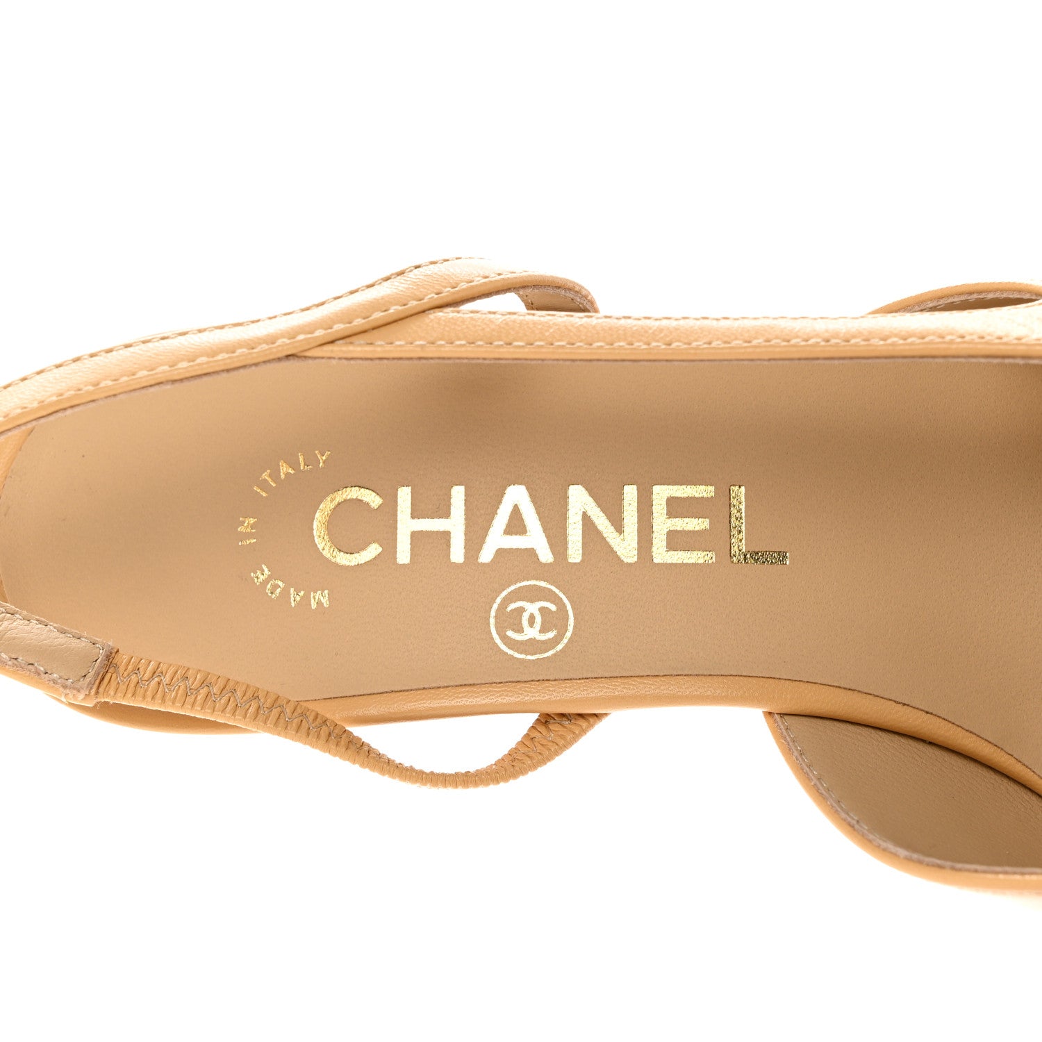 Chanel Goatskin Grosgrain Cap Toe CC Slingback Pumps 35.5 Beige Black 6 of 11