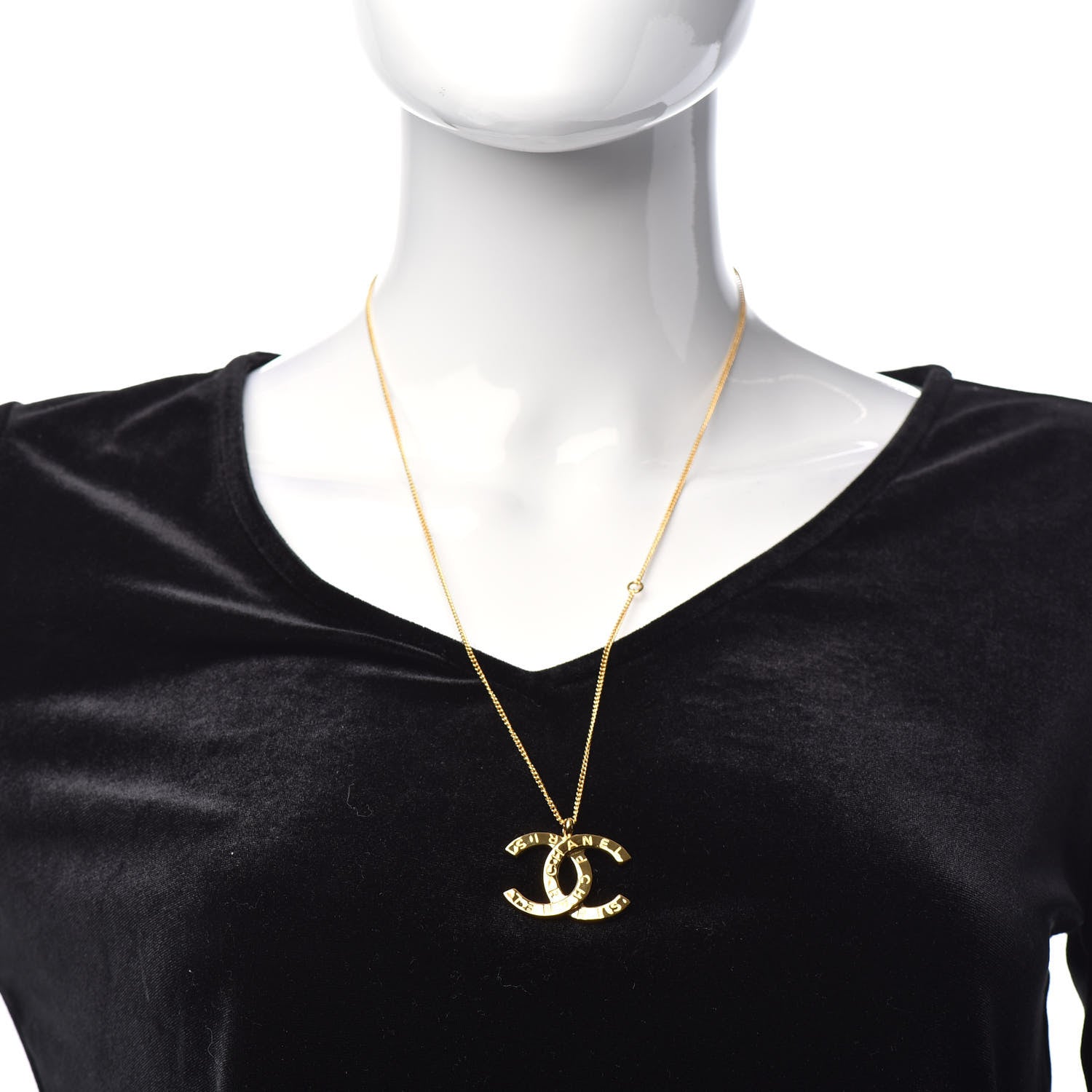 Chanel Metal CC Paris Button Necklace Gold 2 of 6