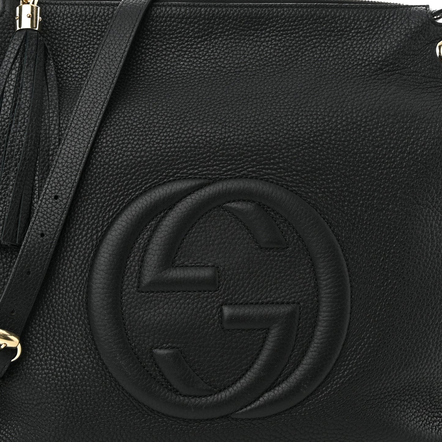 Pebbled Calfskin Large Soho Hobo Black