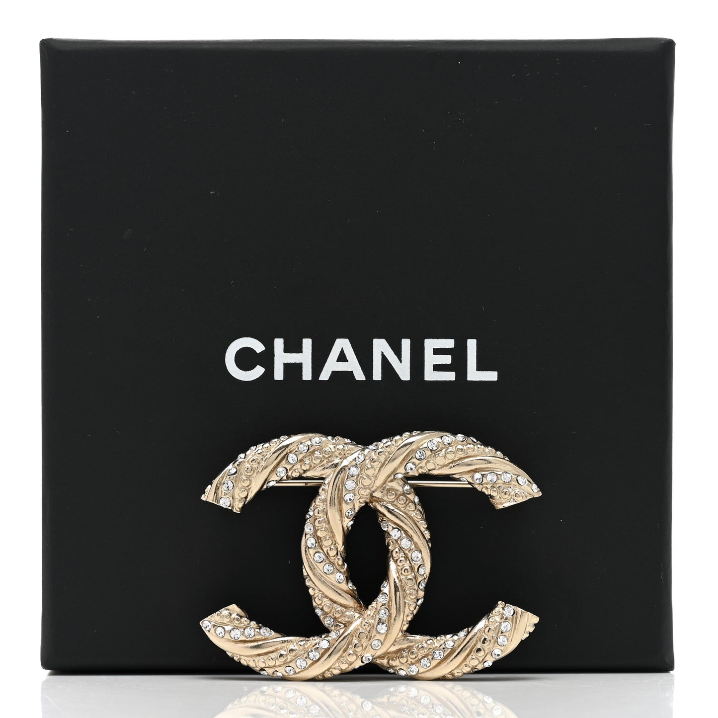 Crystal Twisted CC Brooch Light Gold