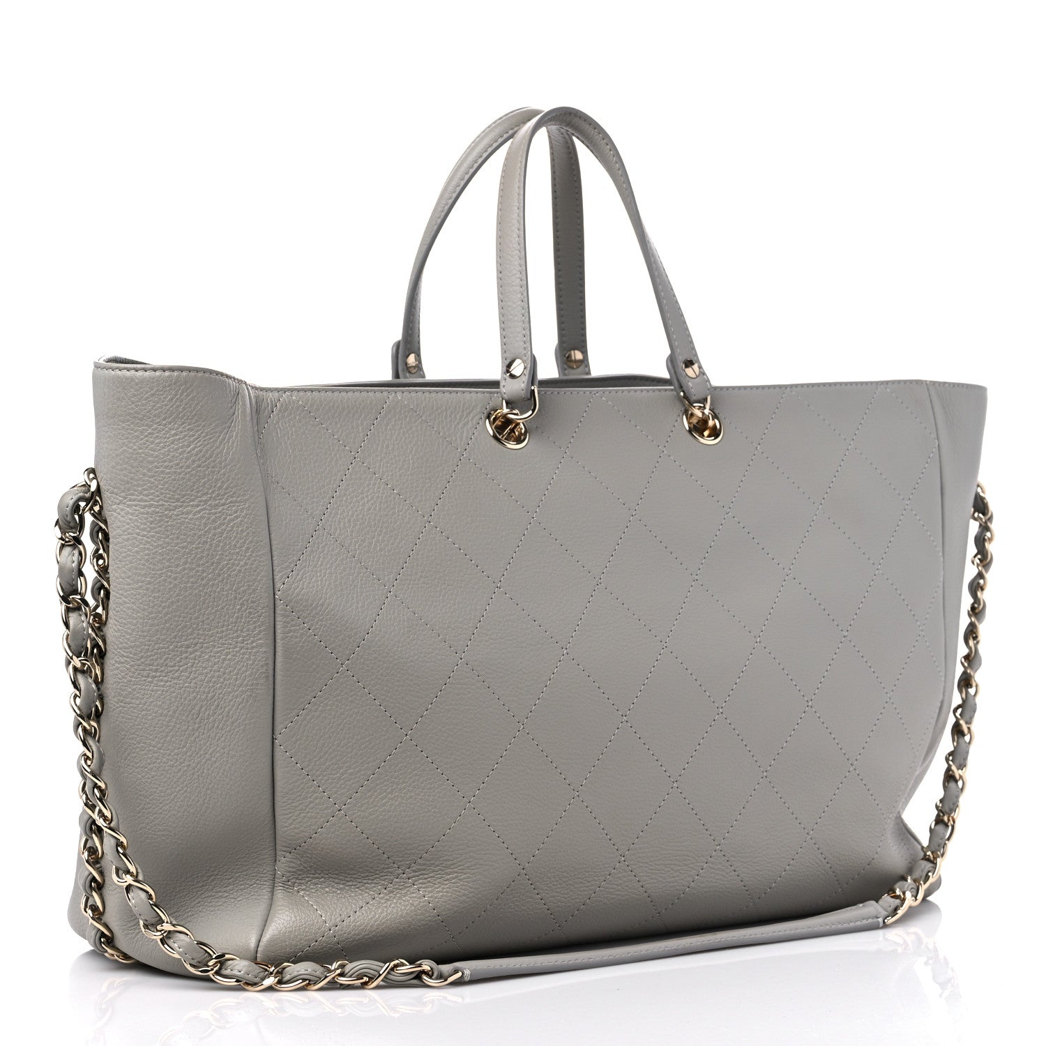 Chanel Bullskin Stitched Large Shopping Bag Grey 3 of 15