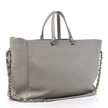 Chanel Bullskin Stitched Large Shopping Bag Grey 3 of 15