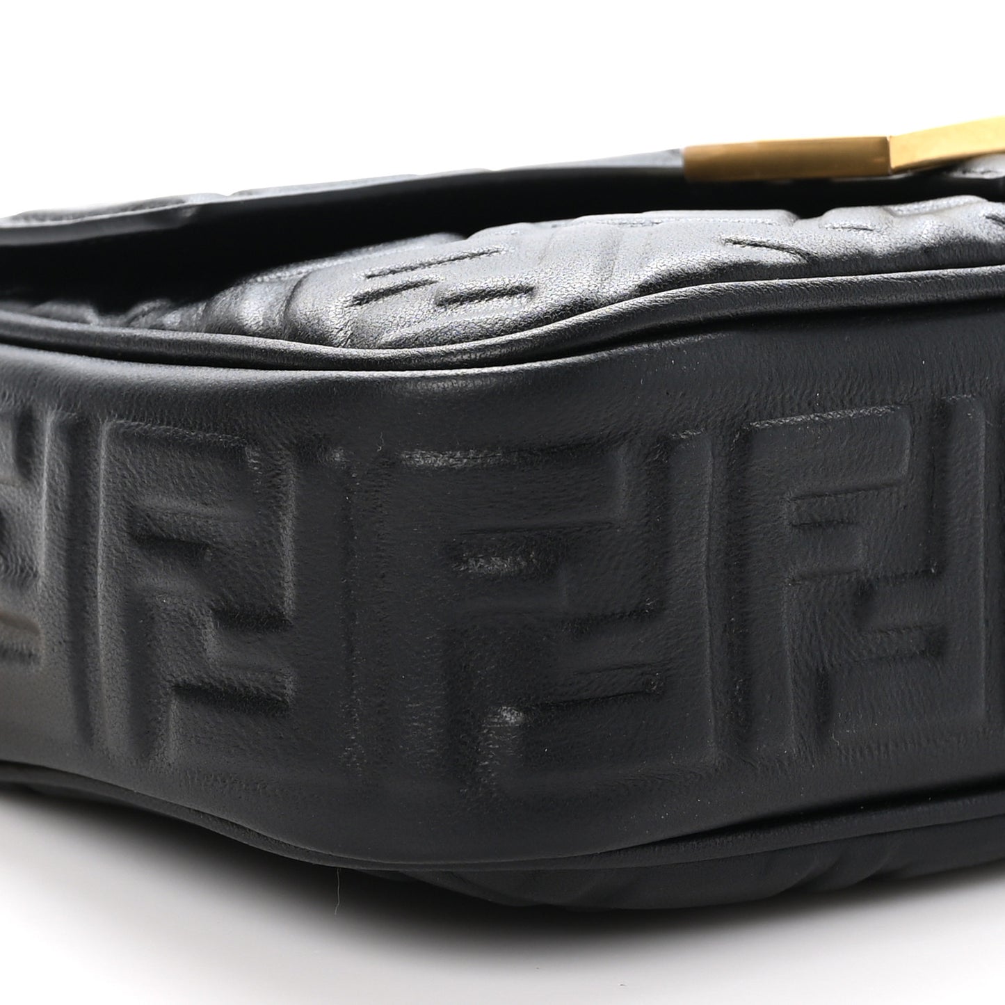 Nappa Small FF Embossed Midi Chain Baguette Black