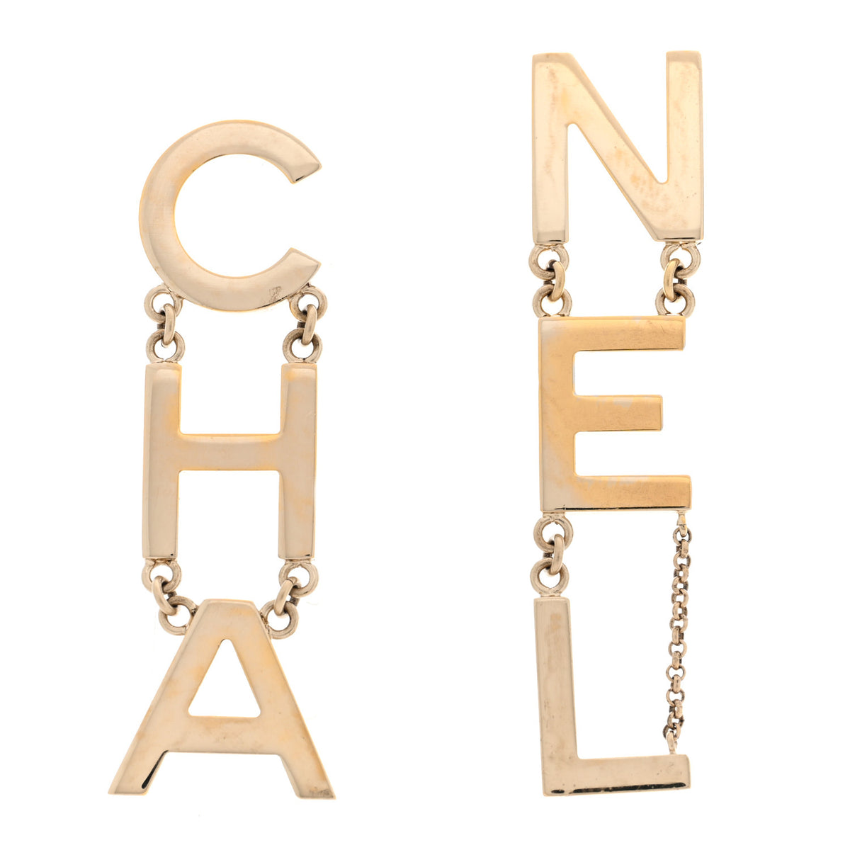 Chanel Metal Cha-Nel Logo Drop Earrings Gold 1 of 4
