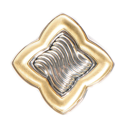 David Yurman Sterling Silver 18K Gold Quatrefoil Brooch Pin 1 of 4